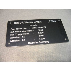 Typenschild Robur LD 3004 Blanko Schild